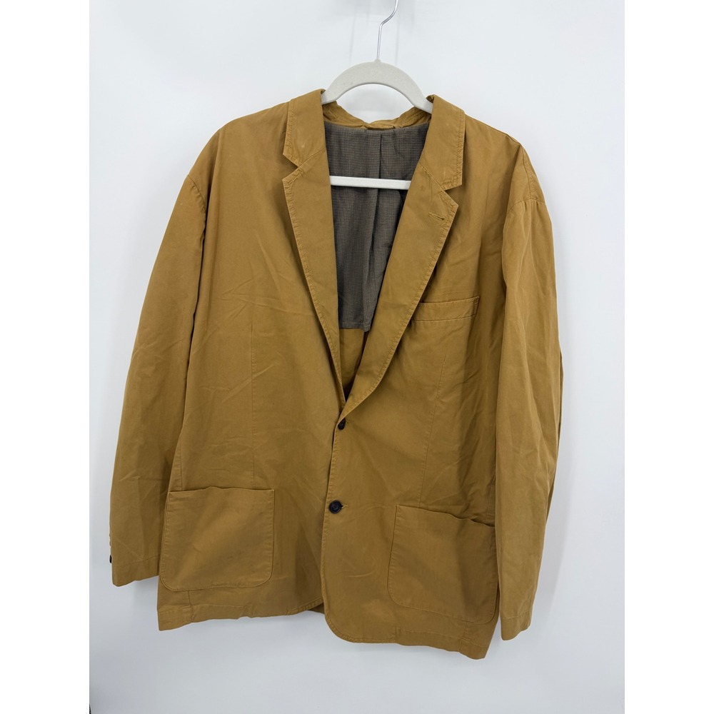Kroon Bono Sport Coat Mens 46 LG Khaki Tan Cotton Unstructured Blazer Coat